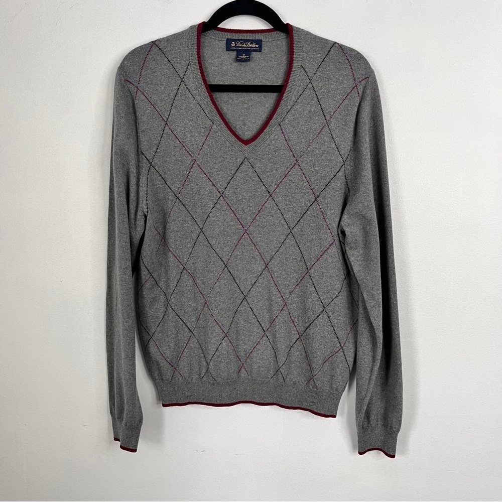 Brooks Brothers V-neck 100% Merino Wool Argyle Front Men’s Sweater